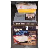 Corning ware, steam pot and iced tea maker