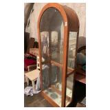Oak and glass lighted curio 30 inches wide x 12