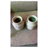 2 small pottery pots