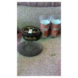 Batman tin, glass plate and Texas glasses