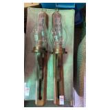 Pair of wooden candle holders 23 inches