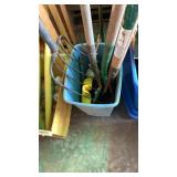 Plastic garbage can with hand tools