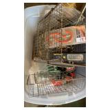 Tub lot of metal baskets, painting supplies and