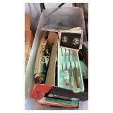 Tub lot of knifes, household items and other