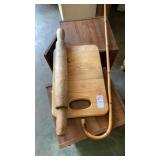 Cutting board, rolling pin and bamboo cane