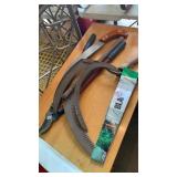 Hand sickles, pruner and saw