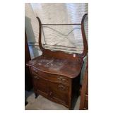 Oak washstand w/ harp towel rack