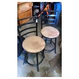 Pair of swivel bar stools microfiber seats