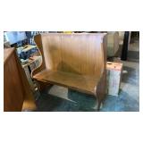High back wooden bench