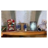 Shelf lot tobacco tin, teddy bear,Lincoln DVDs,