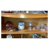 Shelf lot lead crystal ornaments animals