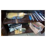 2 shelf lots radios,tools files hardware