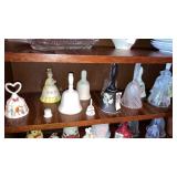 Shelf lot of bells Fenton