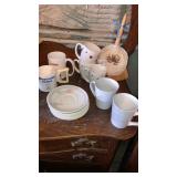 Corelle & asst mugs saucers lot