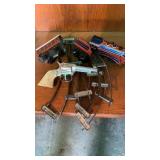 Tin train set made in West Germany, track and cap