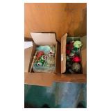 Two boxes of Christmas ornaments