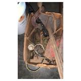 Box lot of scrap metal, clamp and other