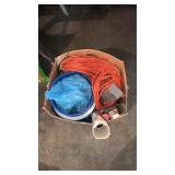 Box lot of extension cords, buckets and other
