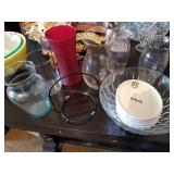 Lot of glass bowl , 6 vases and 4 hors d