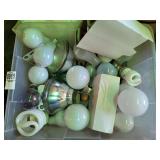 Box of incandescent light bulbs 60 watt some LEDs