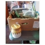 Box lot of misc items including cookie cutters,