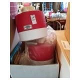 Box lot of 2 Themis jugs, cookie tin and plastic