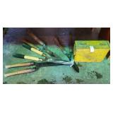 Four pair of head shears and ammo box