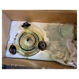 Three lamp ceiling fixture with shades