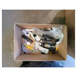 Box of hardware items knee pads hinges screws
