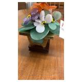 Glass decorative with wooden base