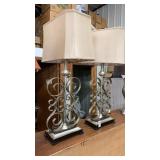 Pair of metal lamps 32 inches tall