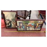 Two paintings with matching frames