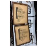 Pair of ship prints 19 inches x 15 inches