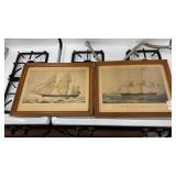 Currier and Ives pair of ship prints 18 inches x