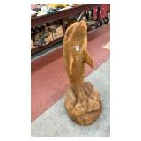 Wood carving of Dolphin 45 inches tall