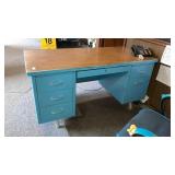 6-drawer metal desk Formica top 60"x30"-contents