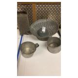 Granite ware and assorted tin pieces