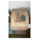 Antique ladies hat box w/ clothing