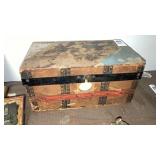 Small chest of 1800s paper, advertising cards,