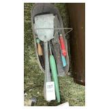 Small basket of old kitchen utensils tools