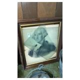 Large Framed George Washington etching as-is
