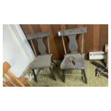 Pair decorated plank bottom chairs