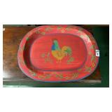 Large metal rooster tray 24 inches x 19 inches