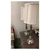 Pair of brushed metal lamps 28 inches tall
