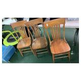 3 oak chairs