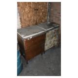 2 wooden work tables with drawers 24 inches x 18