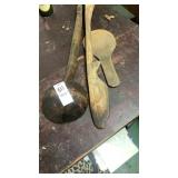 Old wooden spoons and paddle