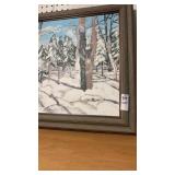 Oil painting of winter scene