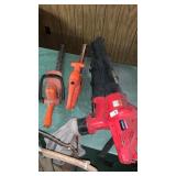 Troy-Bilt leaf blower and Black and Decker hedge