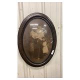 Old bubble glass framed photo